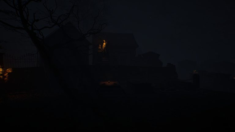 The graveyard at night, in fog